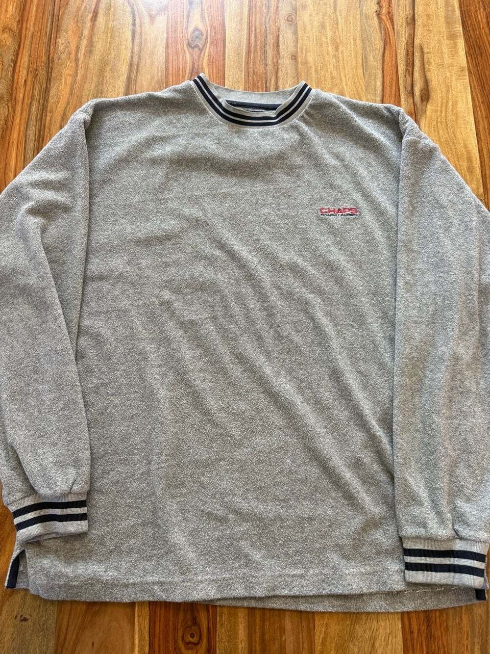 Vintage Chaps Ralph Lauren Sweatshirt Size L Gray Terry Cloth